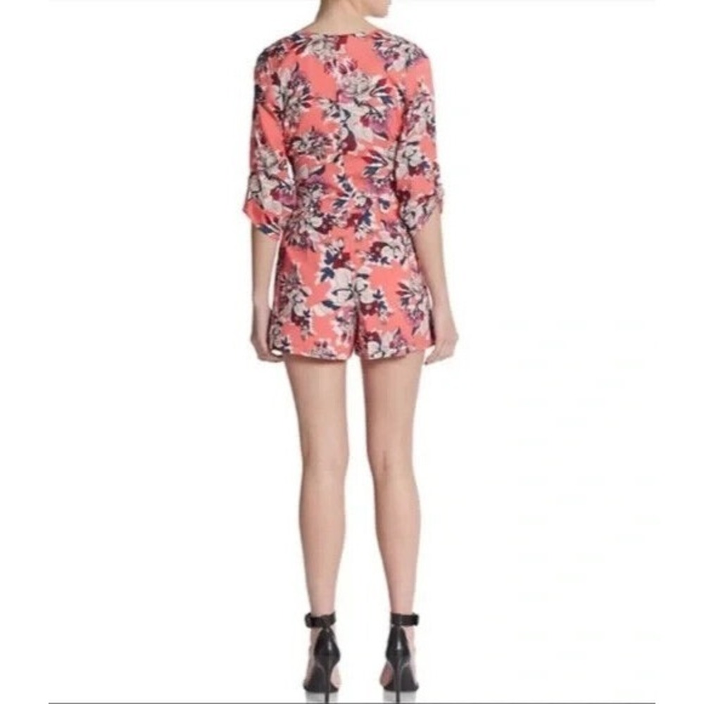 Yumi Kim Liz Floral 3/4 Sleeve Romper Blossom Pink Tie Waist Jumper XS Small - Picture 7 of 15